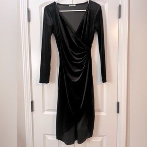 Black velvet dress with slit